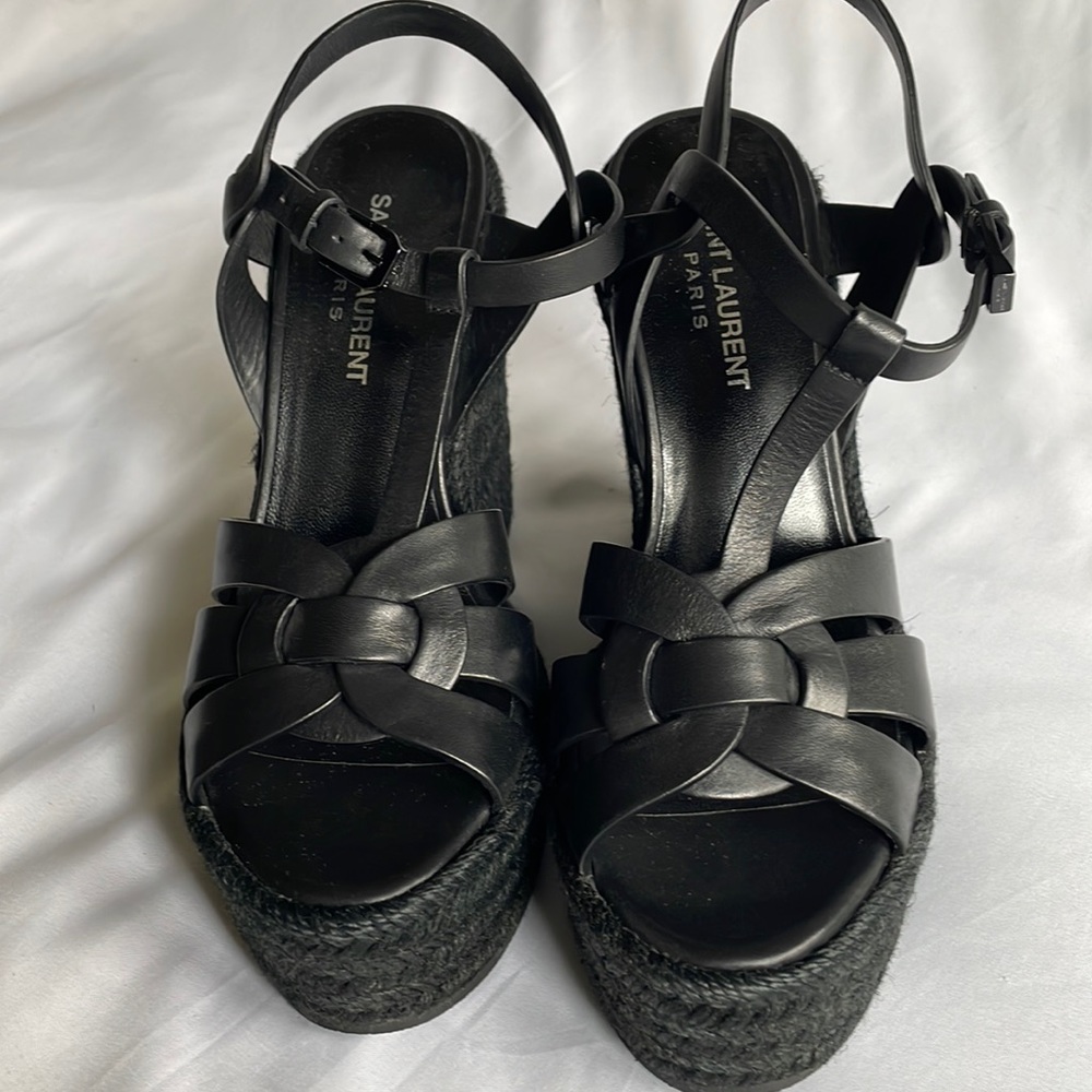 Saint Laurent TRIBUTE ESPADRILLES WEDGE Sandals 37/7